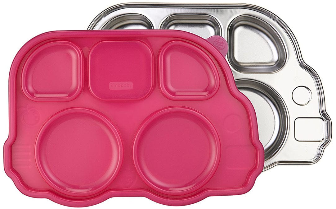 Innobaby Din Din Smart Stainless Divided Platter with Sectional Lid - Pink - DS-DP02