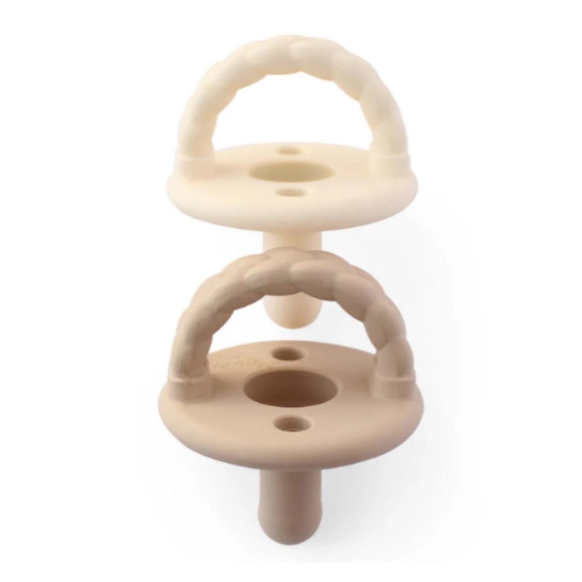 Itzy Ritzy Sweetie Soother 2-Pack Silicone Pacifiers - Toast and Buttercream Braids (6-18M) - 705301651