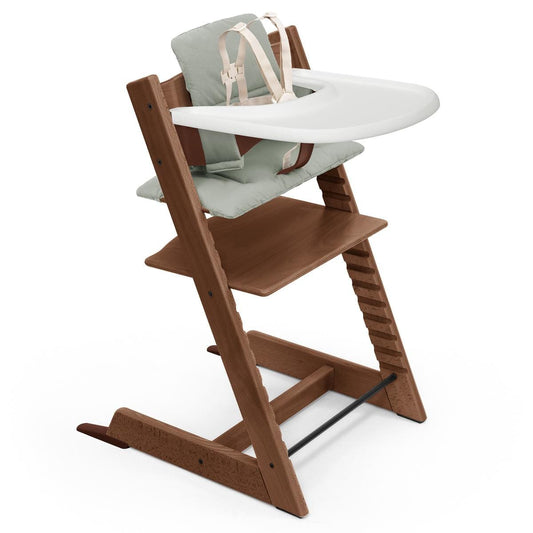 Stokke Tripp Trapp High Chair2 and Cushion with Stokke Tray - Warm Brown / Glacier Green