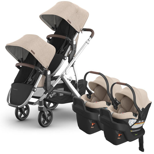 UPPAbaby Vista V3 Twin Stroller with RumbleSeat V3 + Aria Travel System Bundle - Declan / Declan - TWIN-V3-TRVL-ARIA-0303-VSO-NA-DCL