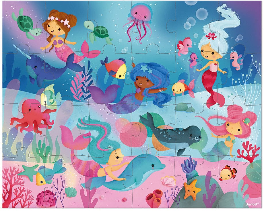 Janod Hat Box Puzzle - Mermaids (24 Pcs) - j02683