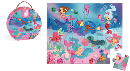 Janod Hat Box Puzzle - Mermaids (24 Pcs) - j02683