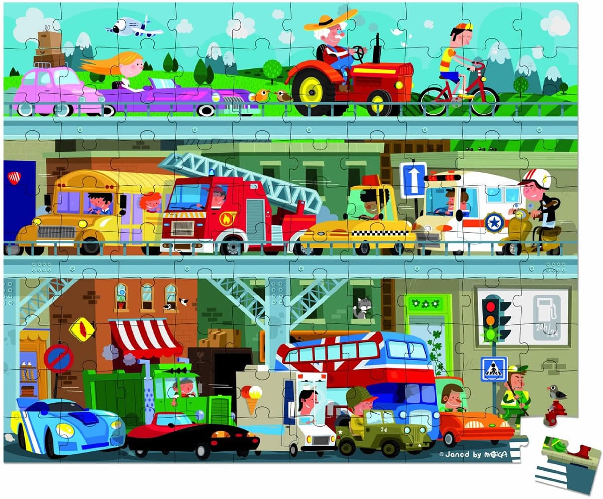 Janod Vehicles Puzzle 100 Pcs - J02877