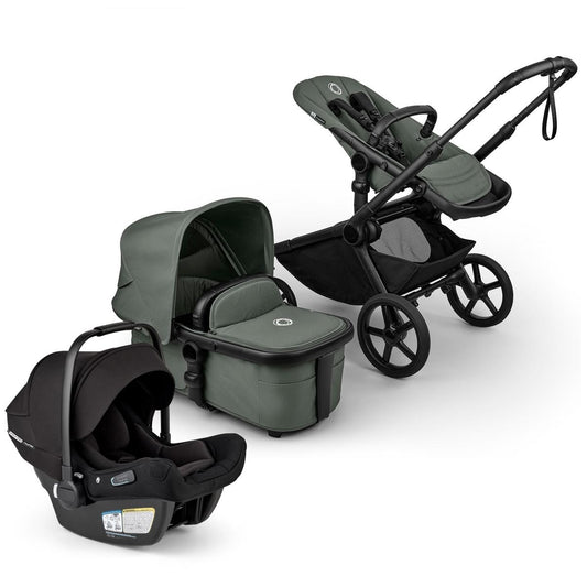 Bugaboo Kangaroo Complete + Turtle Air Shield By Nuna Travel System Bundle - Black / Forest Green / Forest Green / Black - 100280035-400016001