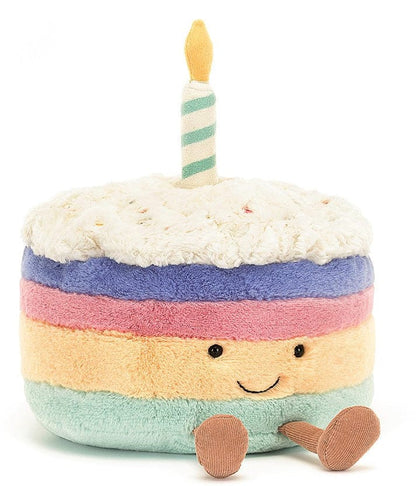 Jellycat Amuseable Rainbow Birthday Cake, 9" - A2RBC