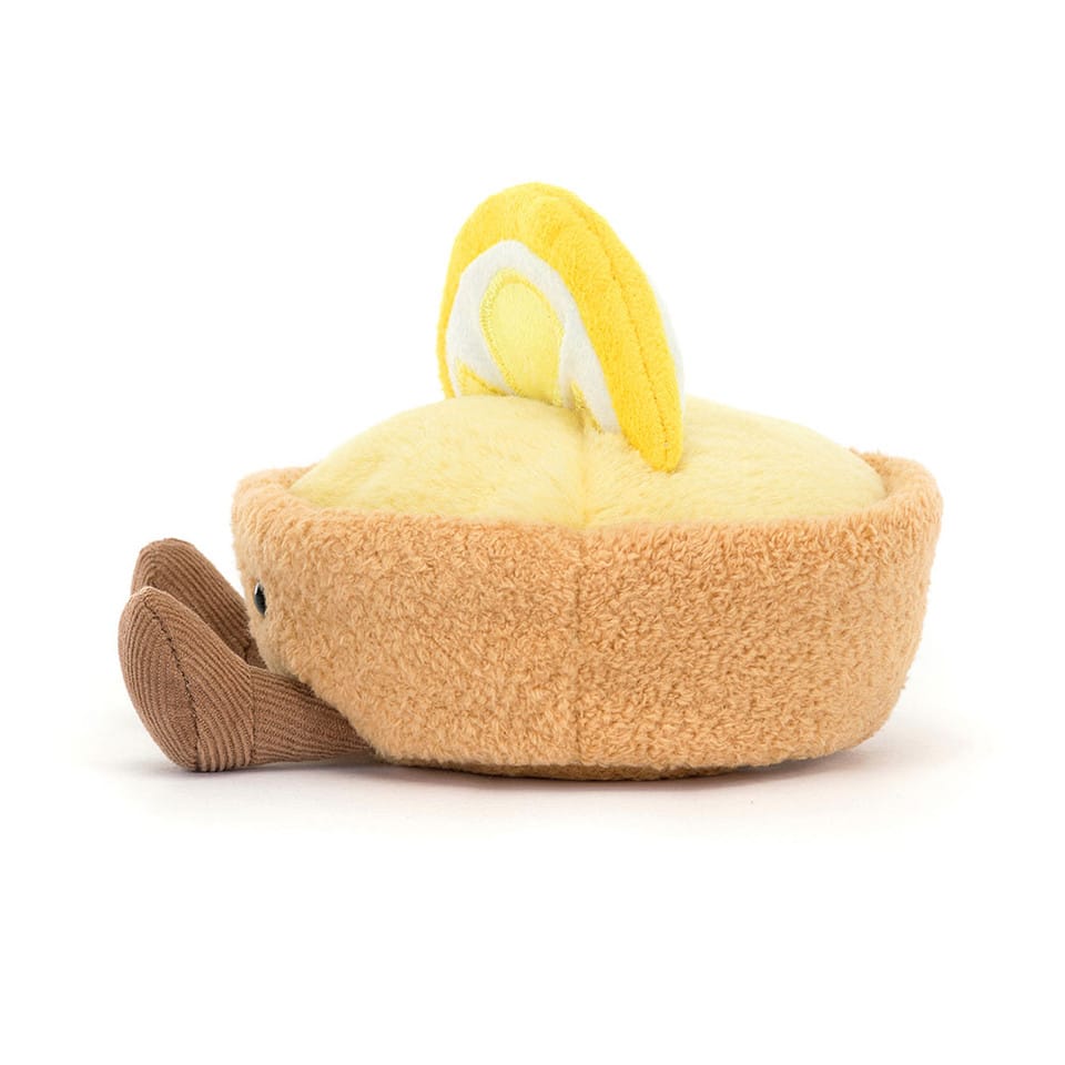 Jellycat Amuseable lemon tart plush toy with brown corduroy legs
