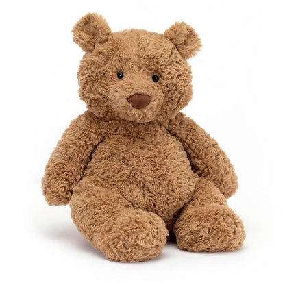 Jellycat brown plush teddy bear with textured fur and dark brown nose