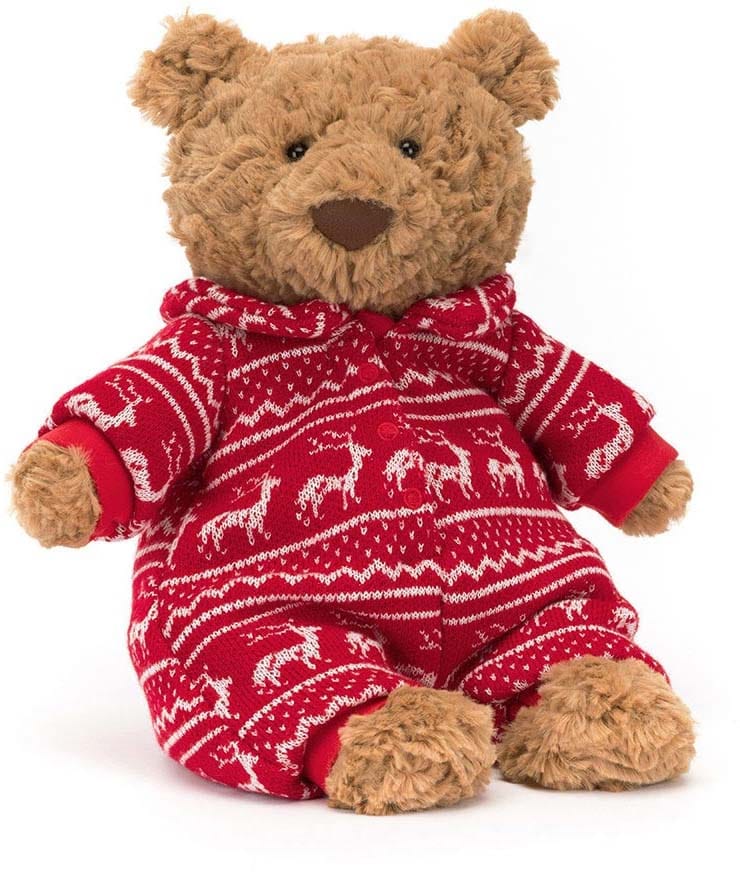 Jellycat Bartholomew Bear Winter Pajamas, 10" - BARM2WPJ