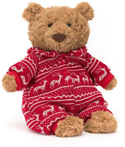 Jellycat Bartholomew Bear Winter Pajamas, 10" - BARM2WPJ