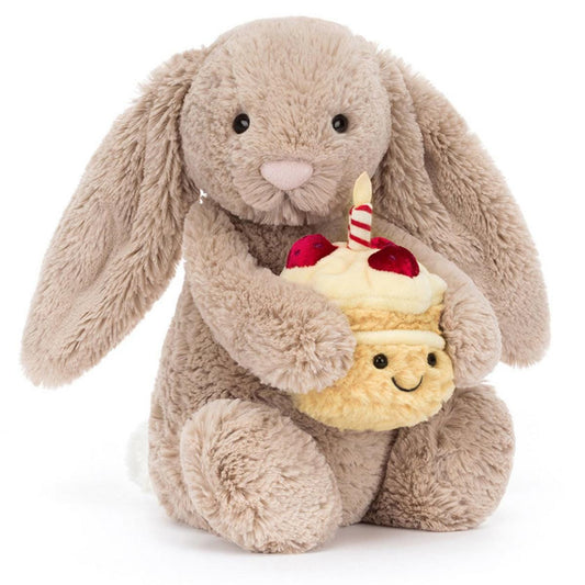 Jellycat Bashful Beige Bunny Birthday, 12" - BAS3BEBB