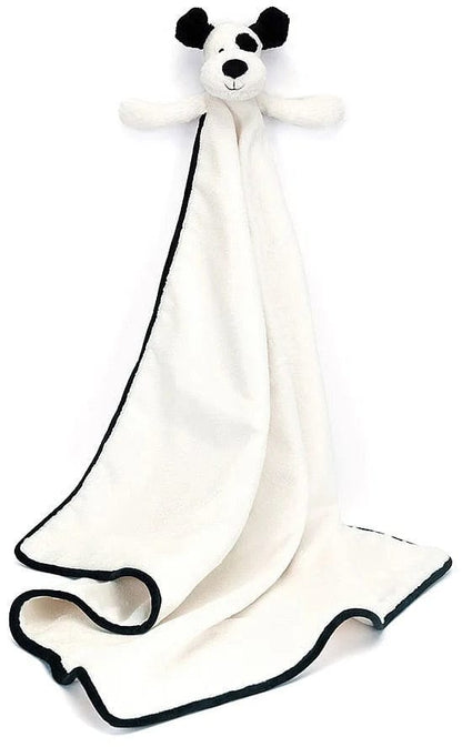 Jellycat Bashful Black & Cream Puppy Blankie, 28" - BLNK4BCP