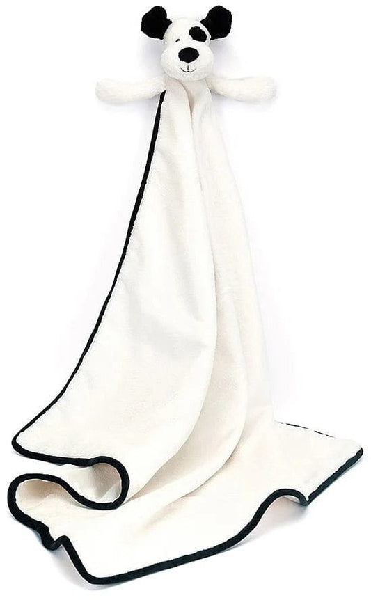 Jellycat Bashful Black & Cream Puppy Blankie, 28" - BLNK4BCP