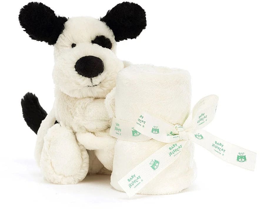 Jellycat Bashful Black & Cream Puppy Soother, 13" - STH4BCP