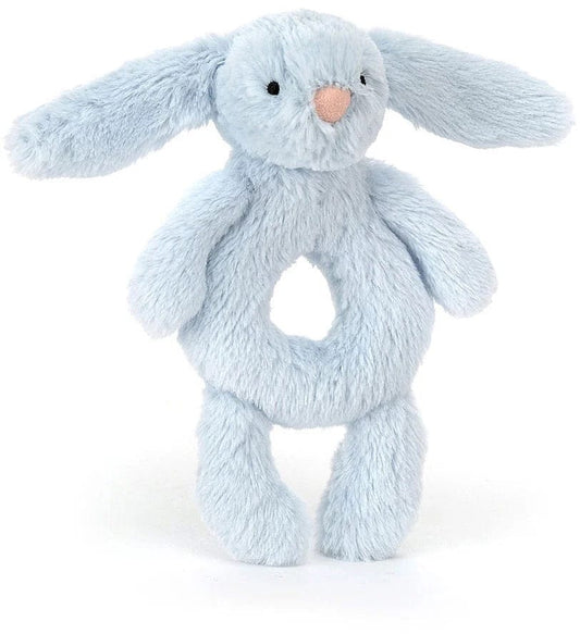Jellycat Bashful Blue Bunny Ring Rattle, 7" - BRR4BB