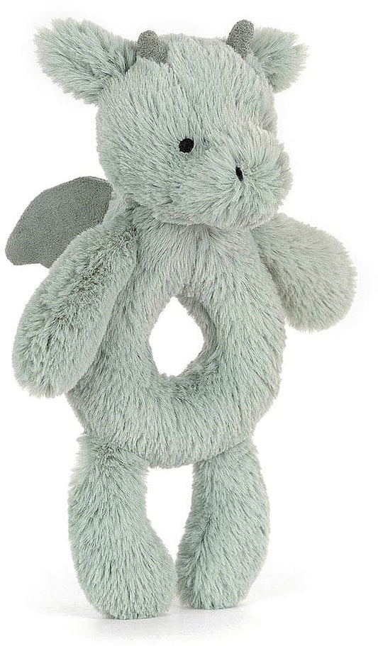 Jellycat Bashful Dragon Ring Rattle, 7" - BRR4DR