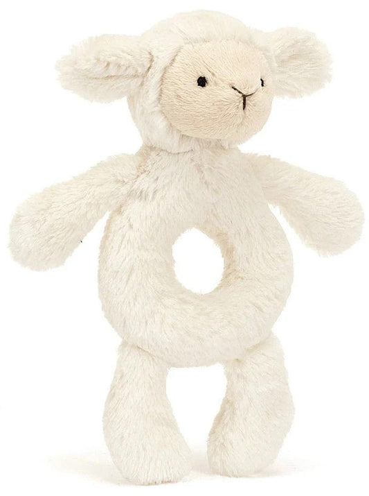 Jellycat Bashful Lamb Ring Rattle, 7" - BRR4LAM