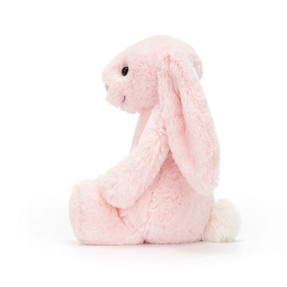 Jellycat pink plush bunny rabbit with long ears and white tail