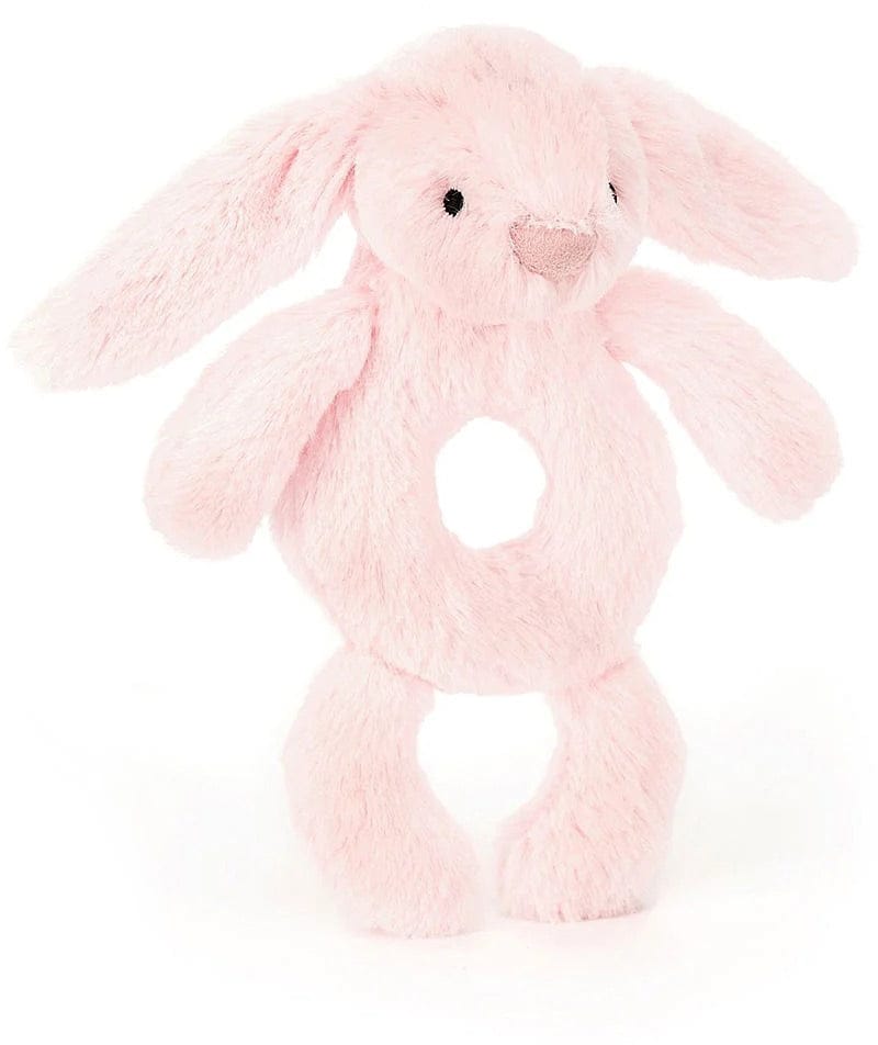 Jellycat Bashful Pink Bunny Ring Rattle, 7" - BRR4BP