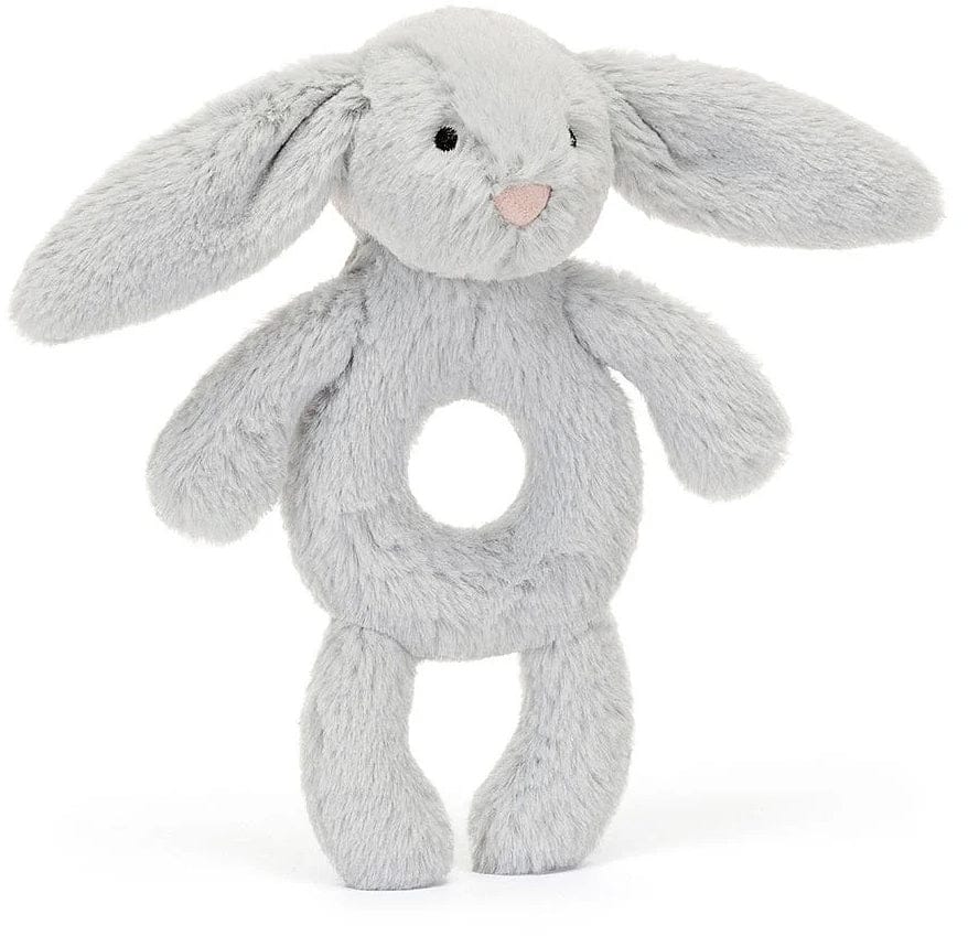 Jellycat Bashful Silver Bunny Ring Rattle, 7" - BRR4BS