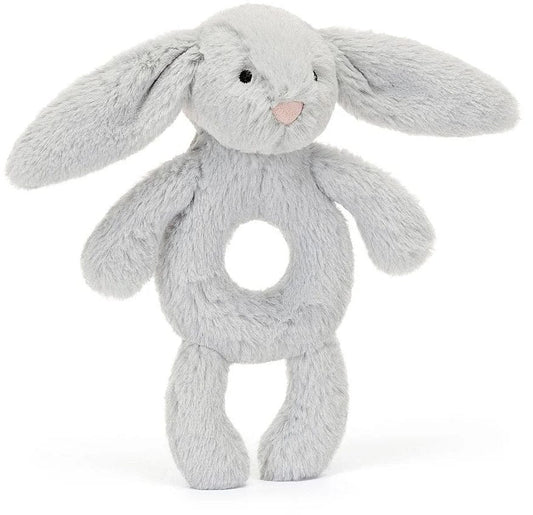 Jellycat Bashful Silver Bunny Ring Rattle, 7" - BRR4BS