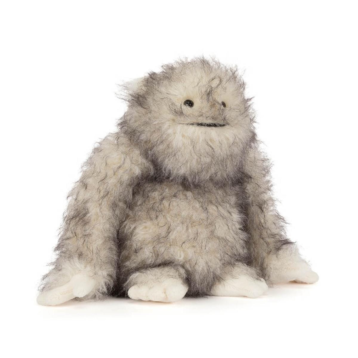Jellycat plush yeti with shaggy cream and grey fur