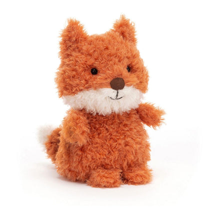 Jellycat plush fox with orange textured fur and white muzzle