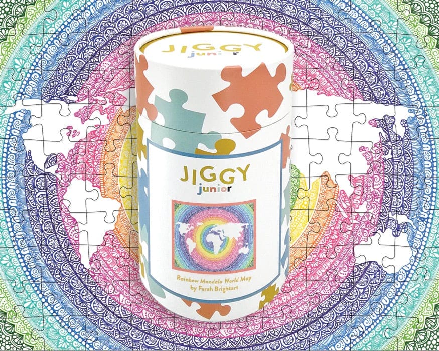 Jiggy Junior 100pc Puzzle - Rainbow Mandala World Map by Farah Brightart - 100RM22