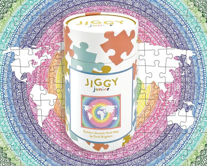 Jiggy Junior 100pc Puzzle - Rainbow Mandala World Map by Farah Brightart - 100RM22