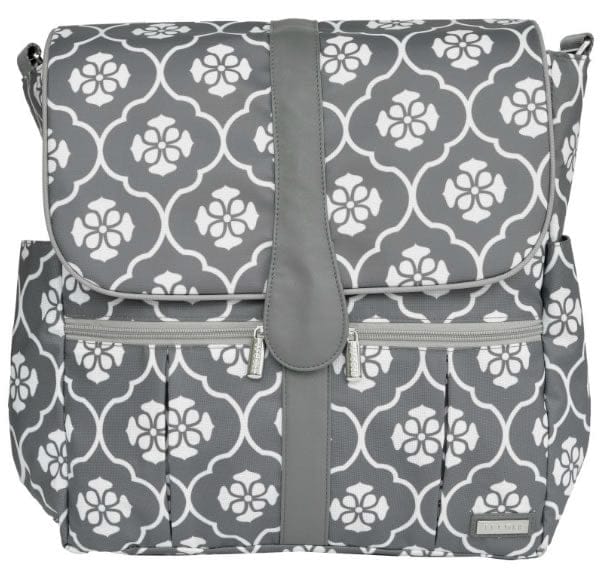 JJ Cole Backpack Diaper Bag  - Gray Floret - J00360