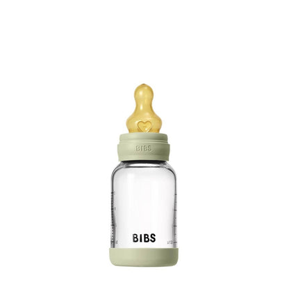 BIBS Baby Glass Bottle Set 4oz Latex, Slow Flow - Sage - 5019250