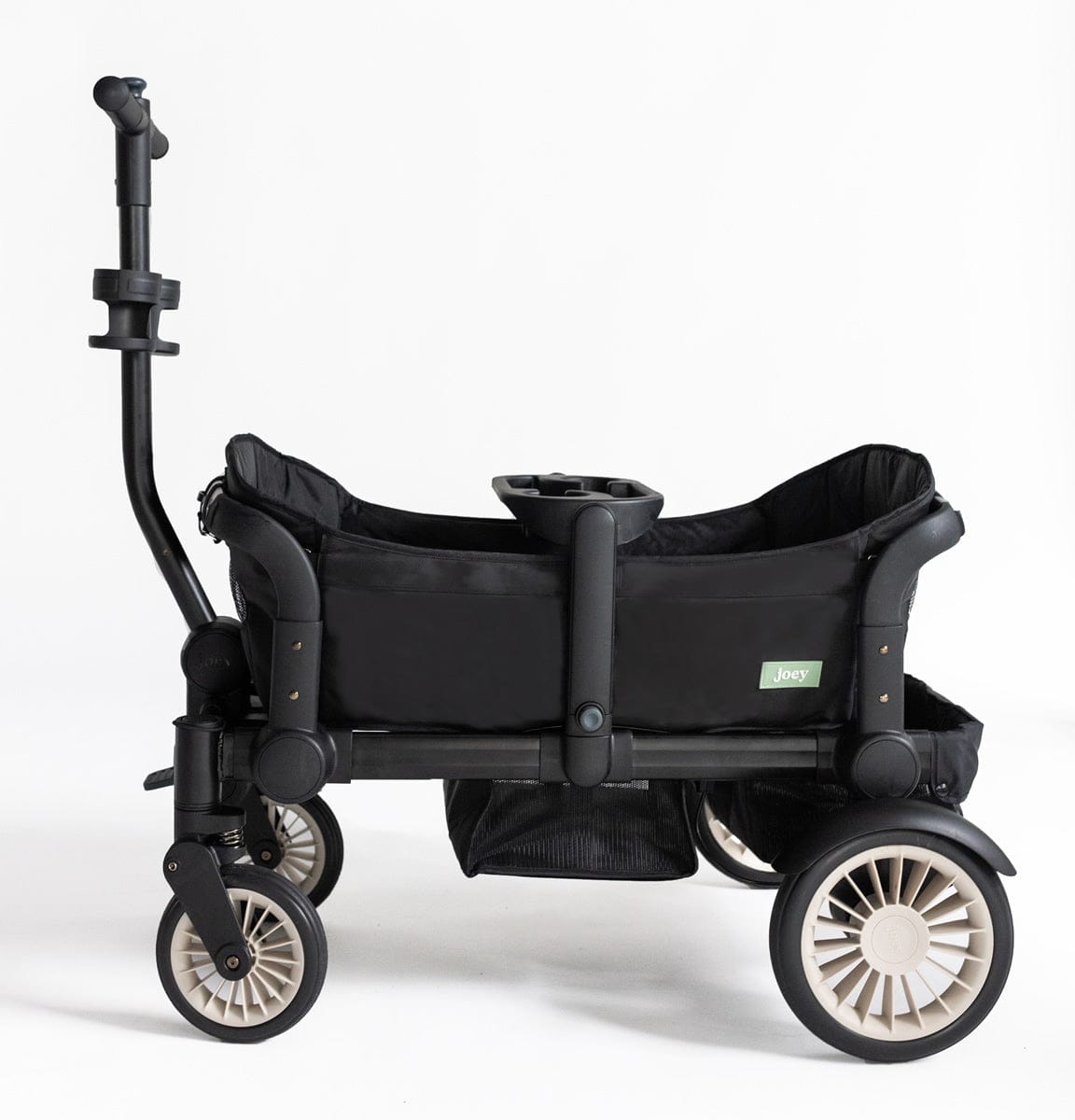 Joey (2 Seater) Stroller Wagon with 2 Canopies - Black - WGN-BLK-01-2CNP