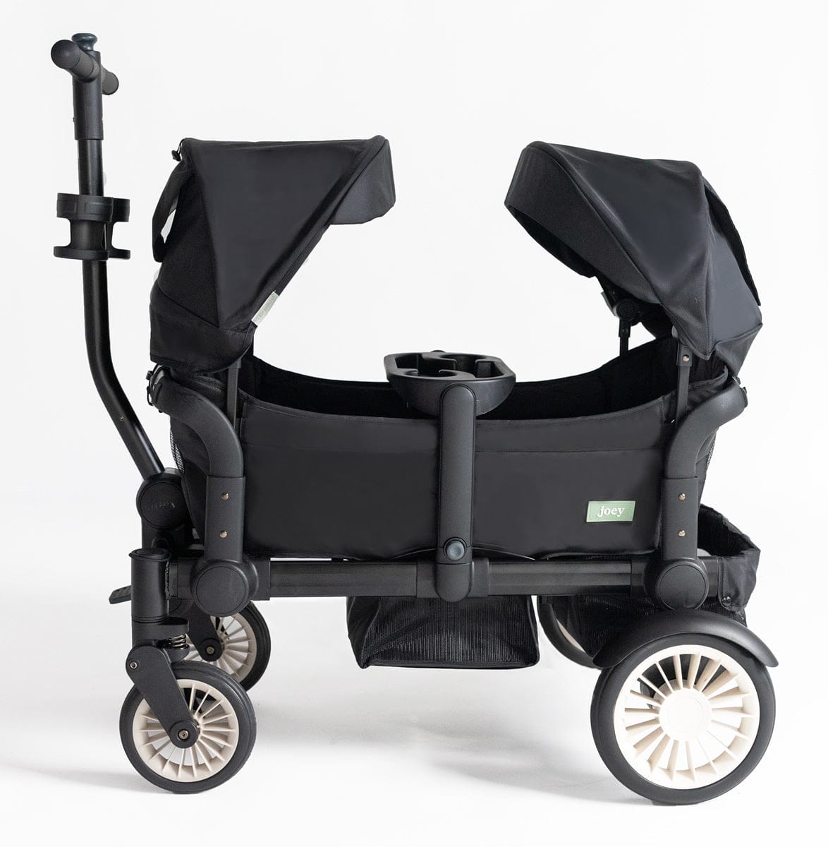 Joey (2 Seater) Stroller Wagon with 2 Canopies - Black - WGN-BLK-01-2CNP