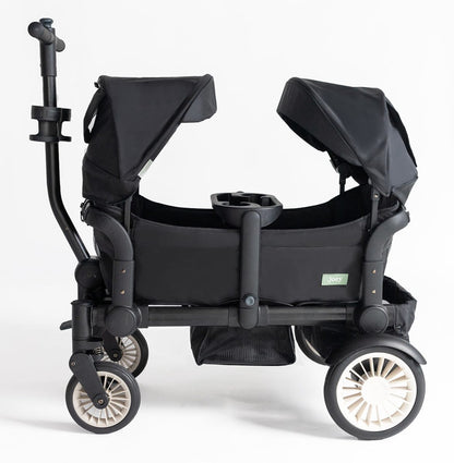 Joey (2 Seater) Stroller Wagon with 2 Canopies - Black - WGN-BLK-01-2CNP