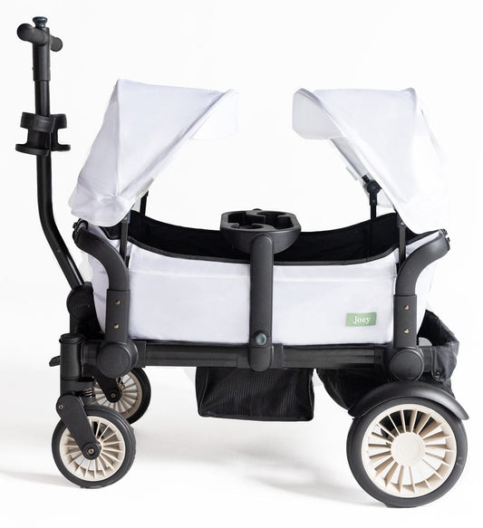 Joey (2 Seater) Stroller Wagon with 2 Canopies - White - WGN-WHT-02-2CNP