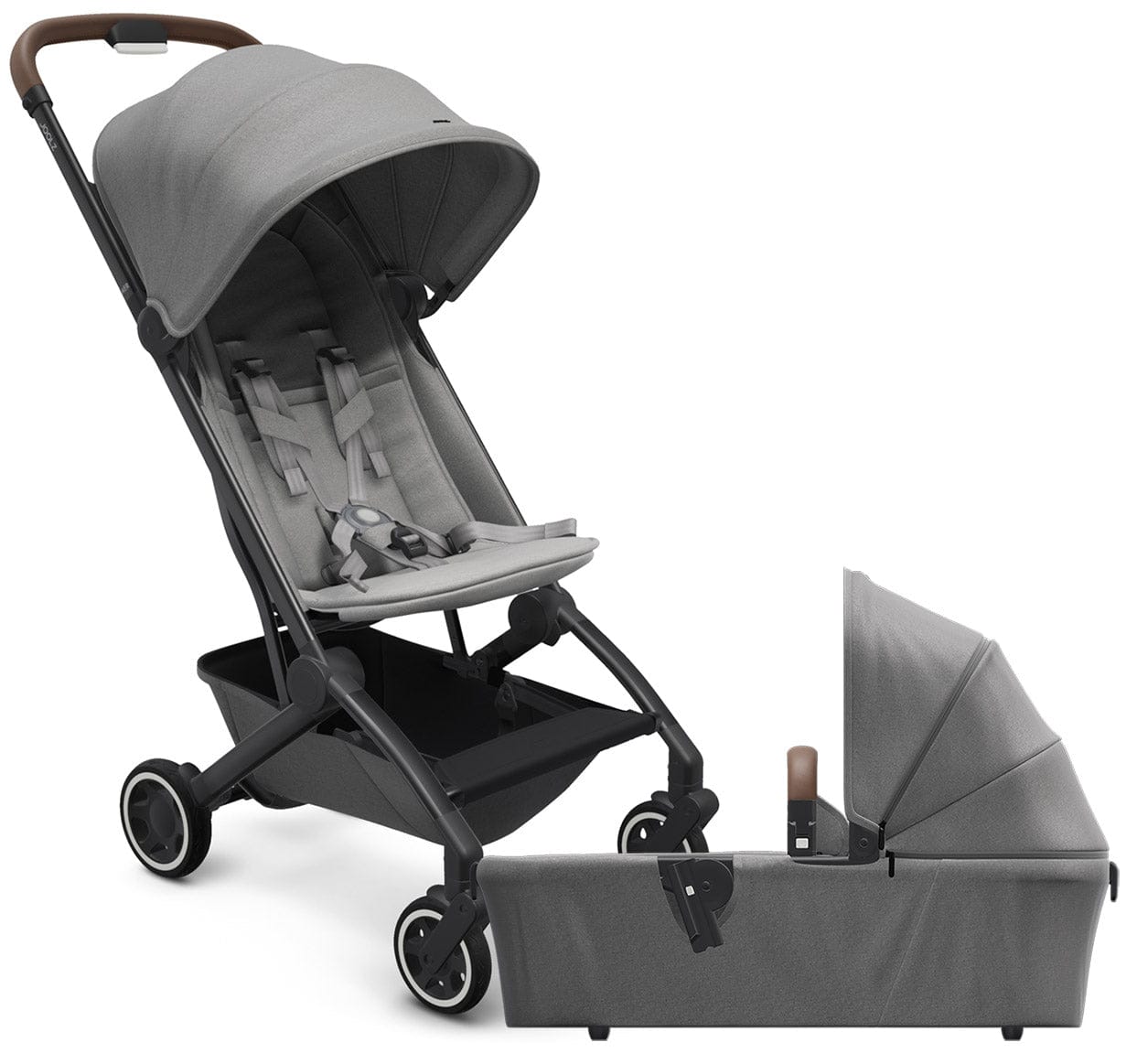 Joolz Aer Lightweight Compact Stroller + Bassinet Bundle - Delightful Grey - 440010-440011