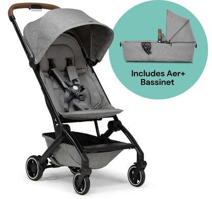 Joolz Aer+ Lightweight Compact Stroller + Bassinet Bundle - Delightful Grey - 310111-310390