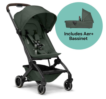 Joolz Aer+ Lightweight Compact Stroller + Bassinet Bundle - Forest Green - 440100-440110