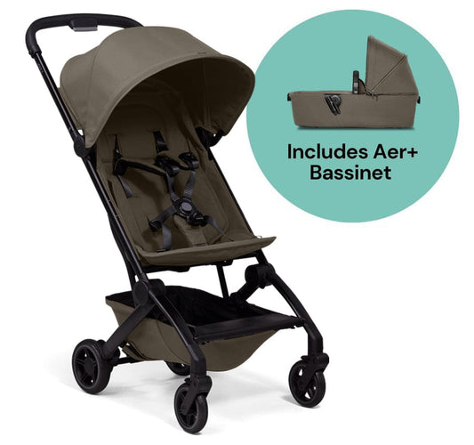 Joolz Aer+ Lightweight Compact Stroller + Bassinet Bundle - Hazel Brown - 440107-440117