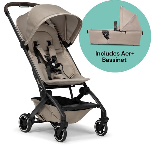 Joolz Aer+ Lightweight Compact Stroller + Bassinet Bundle - Lovely Taupe - 310113-310392