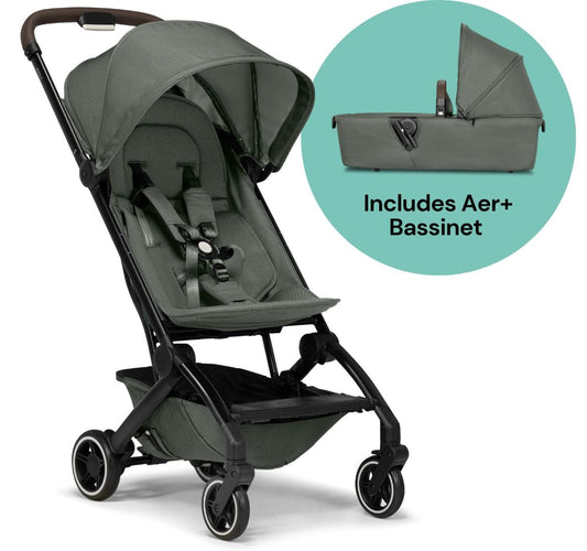 Joolz Aer+ Lightweight Compact Stroller + Bassinet Bundle - Mighty Green - 310114-310396