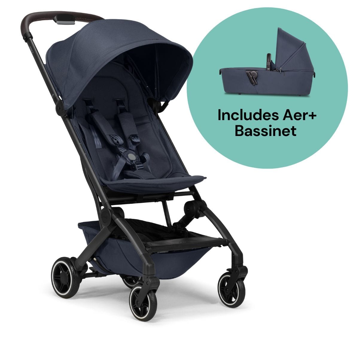 Joolz Aer+ Lightweight Compact Stroller + Bassinet Bundle - Navy Blue - 440101-440111