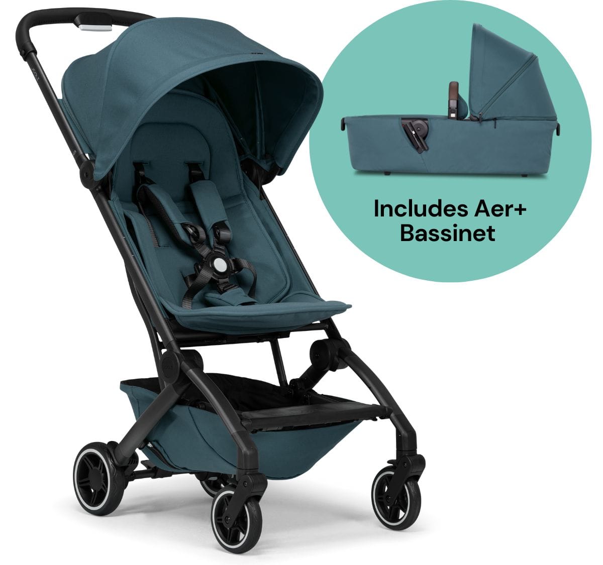 Joolz Aer+ Lightweight Compact Stroller + Bassinet Bundle - Ocean Blue
