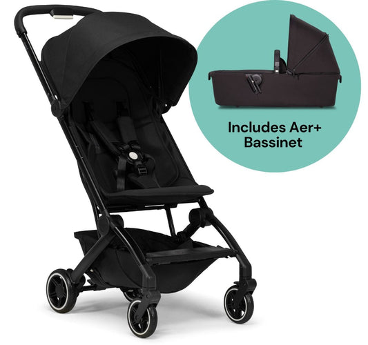 Joolz Aer+ Lightweight Compact Stroller + Bassinet Bundle - Refined Black - 310116-310394