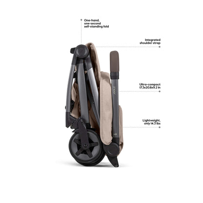 Joolz Aer folded stroller showing compact size and features