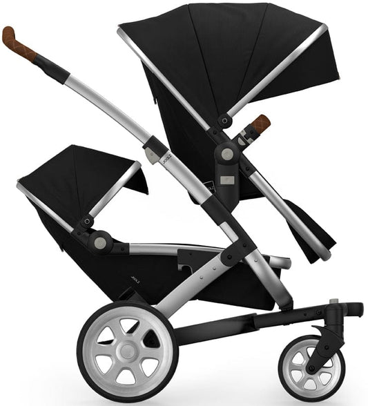 Joolz Geo 2 Tailor Twin Stroller - Silver/Black/Silver/Brown Double-Stitched - TG0088-DBL