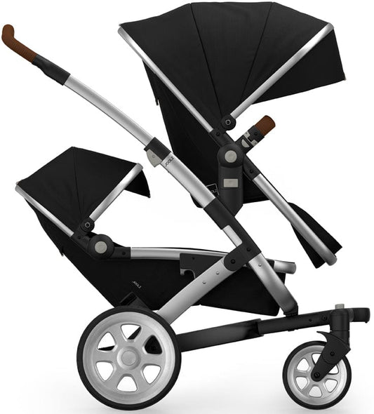 Joolz Geo 2 Tailor Twin Stroller - Silver/Black/Silver/Brown Ribbed - TG0089-DBL