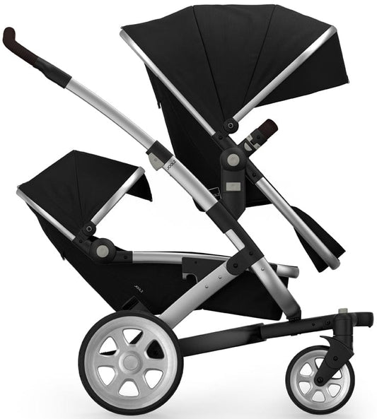 Joolz Geo 2 Tailor Twin Stroller - Silver/Black/Silver/Dark Brown Ribbed - TG0086-DBL