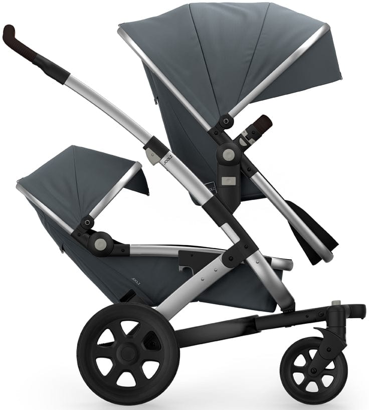 Joolz Geo 2 Tailor Twin Stroller - Silver/Grey/Black/Dark Brown Ribbed - TG0026-DBL