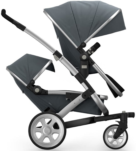 Joolz Geo 2 Tailor Twin Stroller - Silver/Grey/Silver/Black Ribbed - TG0003-DBL