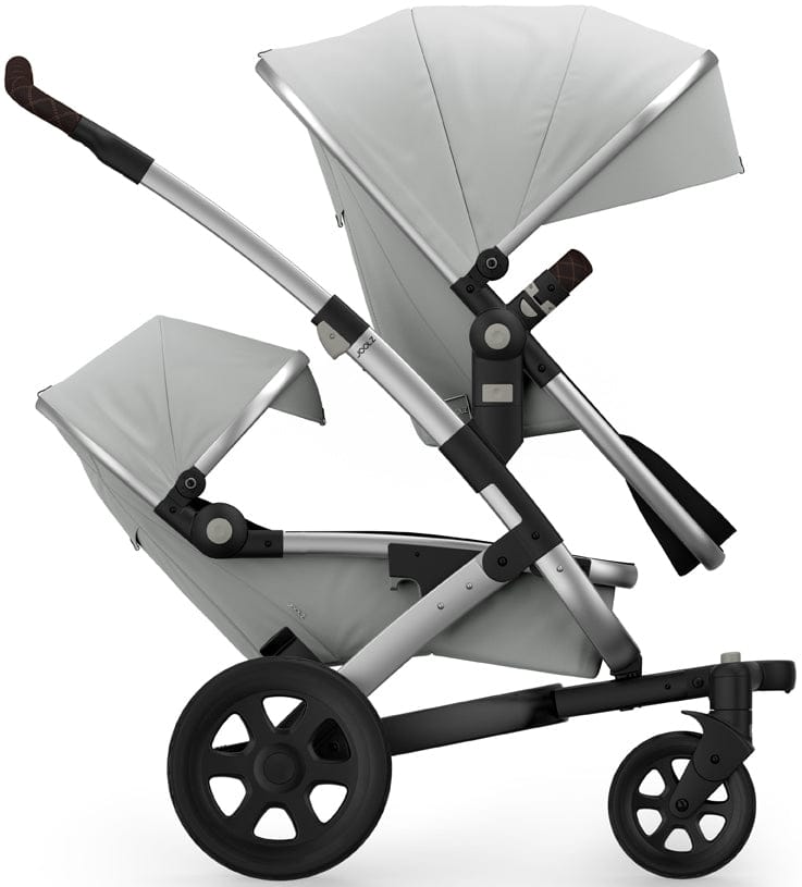 Joolz Geo 2 Tailor Twin Stroller - Silver/Silver/Black/Dark Brown Double-Stitched - TG0185-DBL